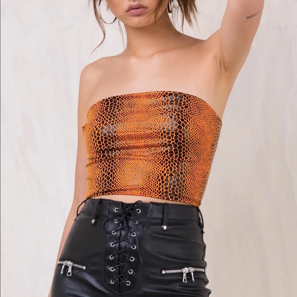 I.AM.GIA poison orange snake crop top xs